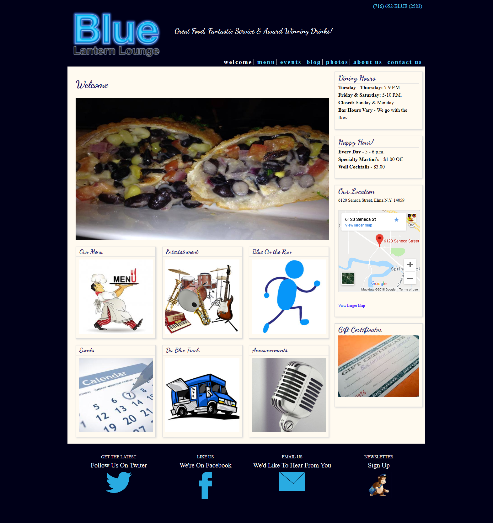 Blue Lantern Lounge Website Screenshot