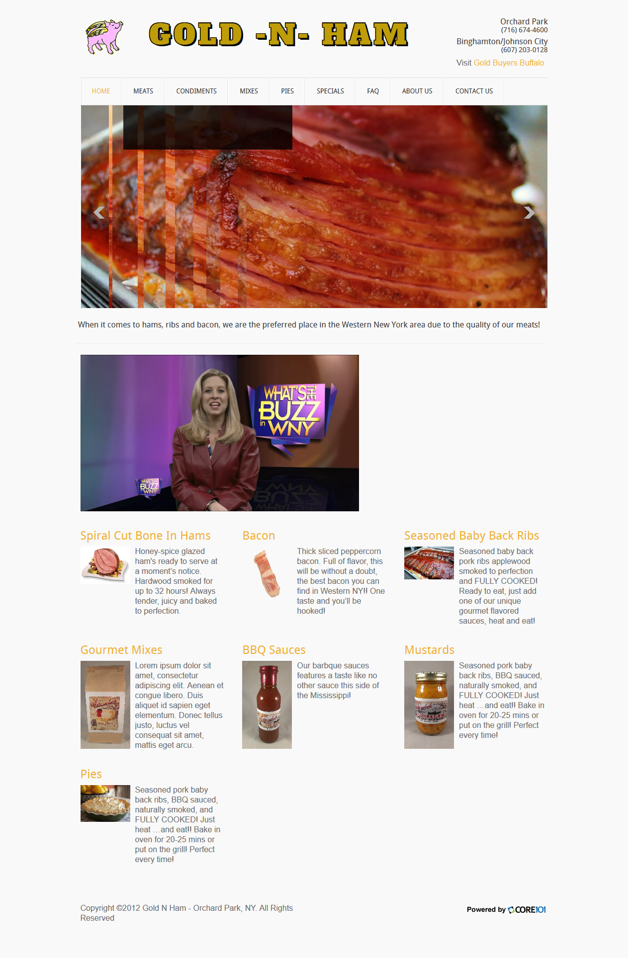 Gold and Ham Website Screenshot