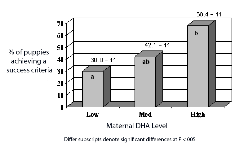 Figure 1. Effect of Maternal and Post - Weaning Diet on Puppy Trainability